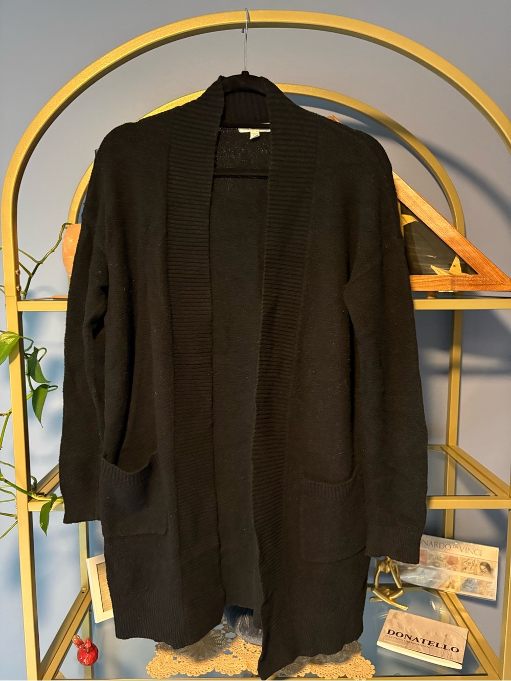 bp Black Open-Front Women's Cardigan with Pockets